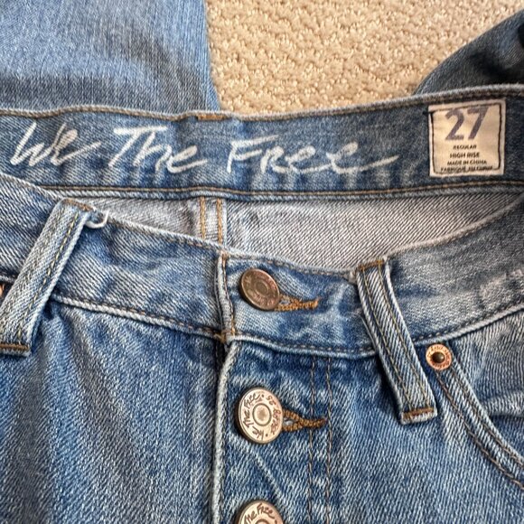 Free People Jean Blossom Boho Crop Skinny High Rise Button Fly Size 27 #OB901610 - Picture 3 of 14